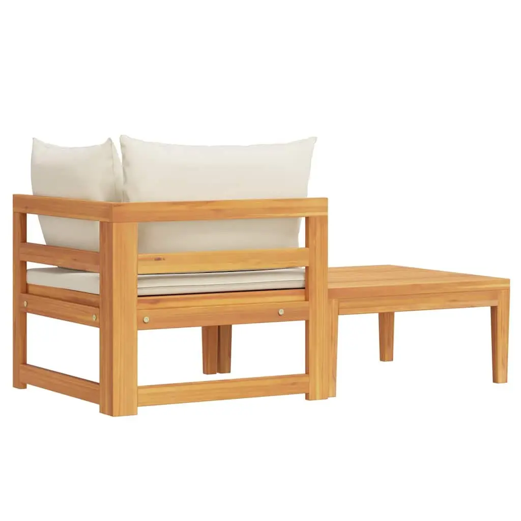 Outdoor Sectional Sofa Lounge Set 2 Piece Garden Furniture Wood Cushions