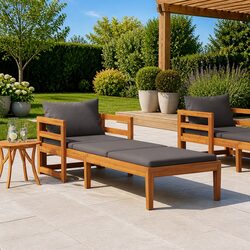 Specifications of Wooden Sun Lounger with Grey Cushion