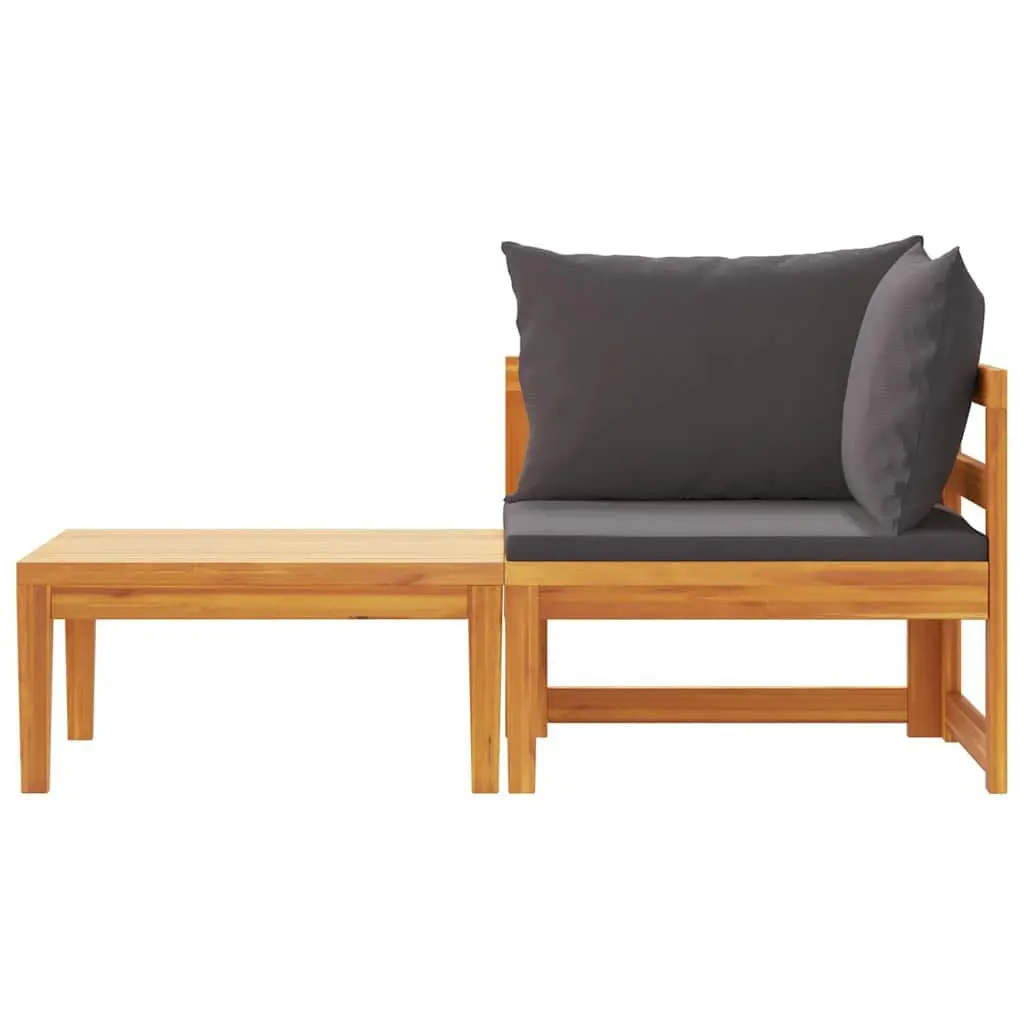 2 Piece Garden Lounge Set Outdoor Use Acacia Wood Sofa Chairs with Cushions