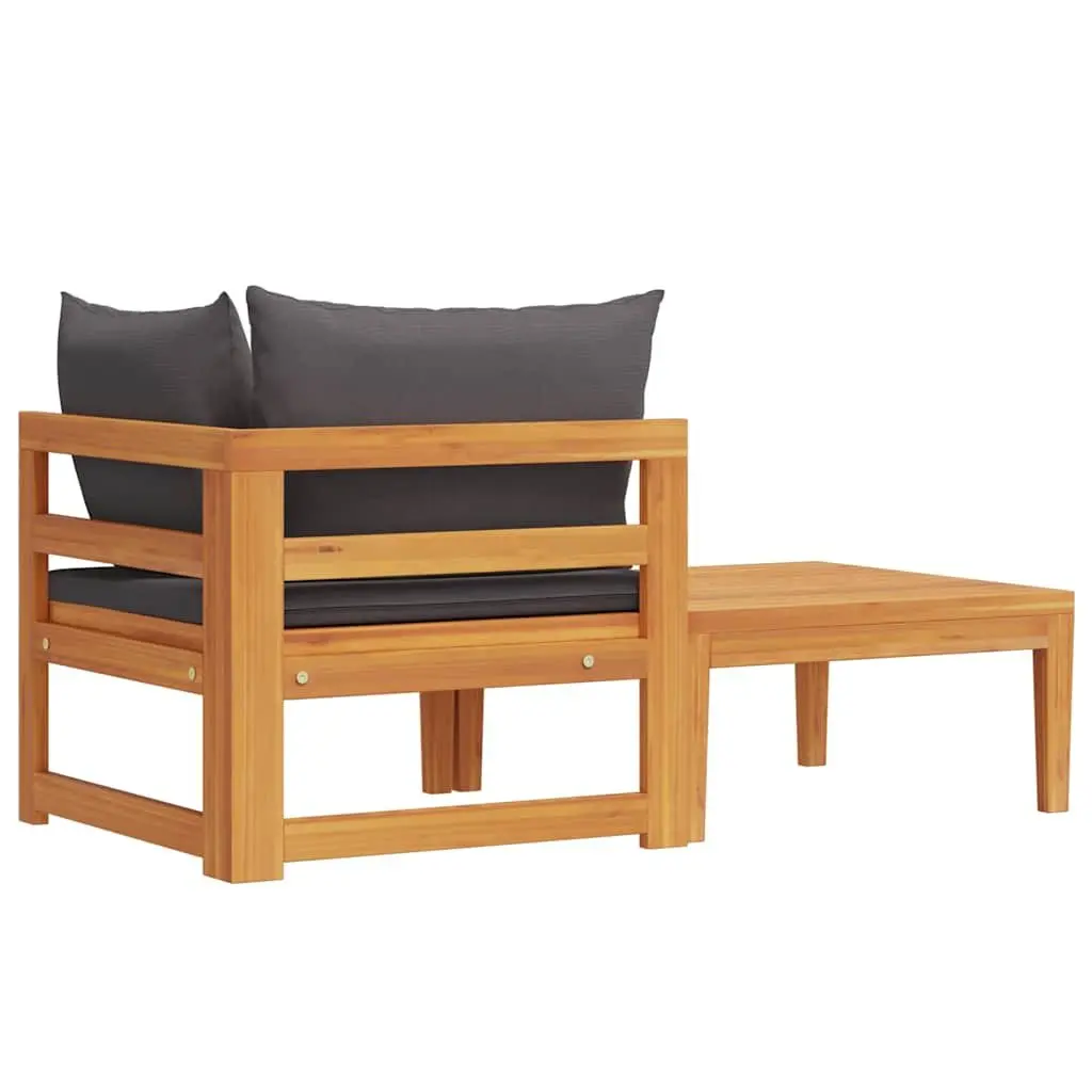2 Piece Garden Lounge Set Outdoor Use Acacia Wood Sofa Chairs with Cushions