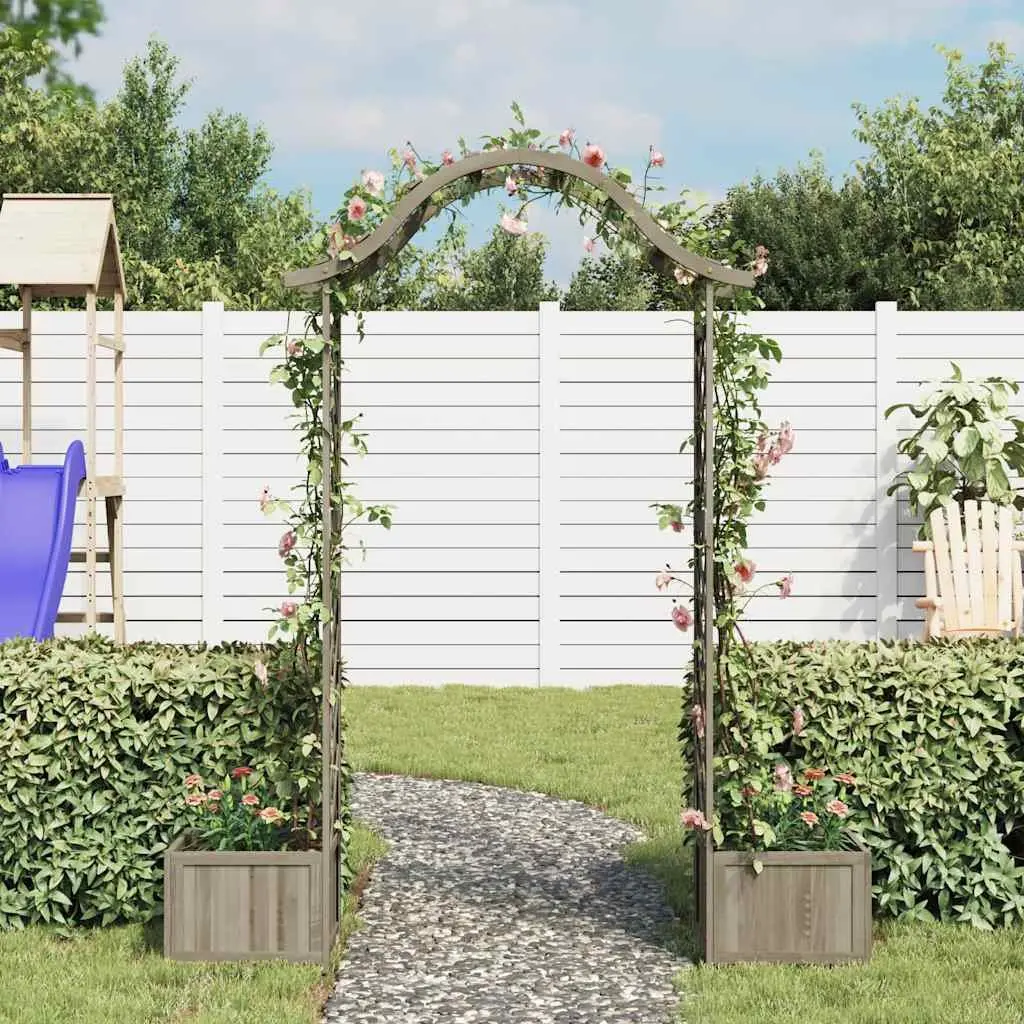 Grey Solid Firwood Garden Pergola