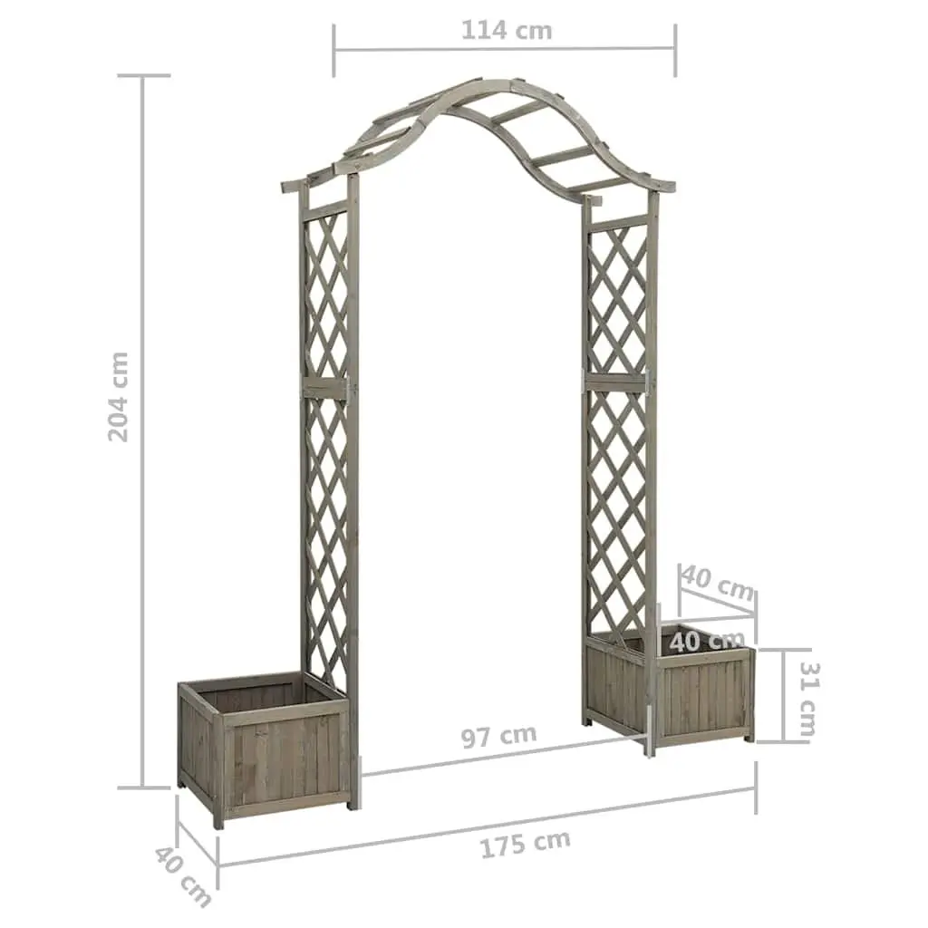 Grey Solid Firwood Garden Pergola