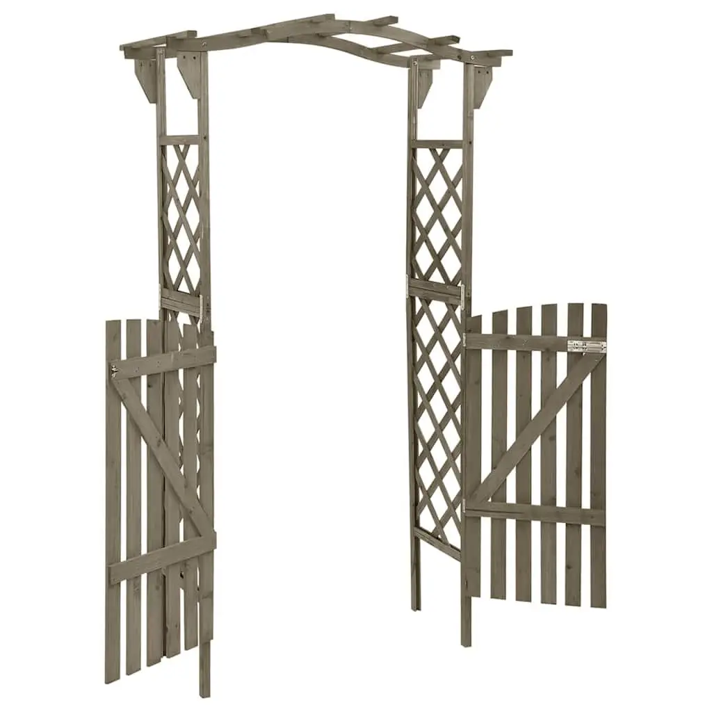 Garden Pergola with Gate Outdoor Arch Entrance 116x40x204 cm Grey