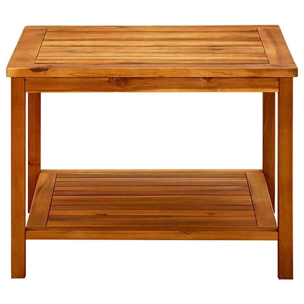 Coffee Table 60x60x45 cm Solid Acacia Wood Brown Slatted Tabletop Storage Shelf