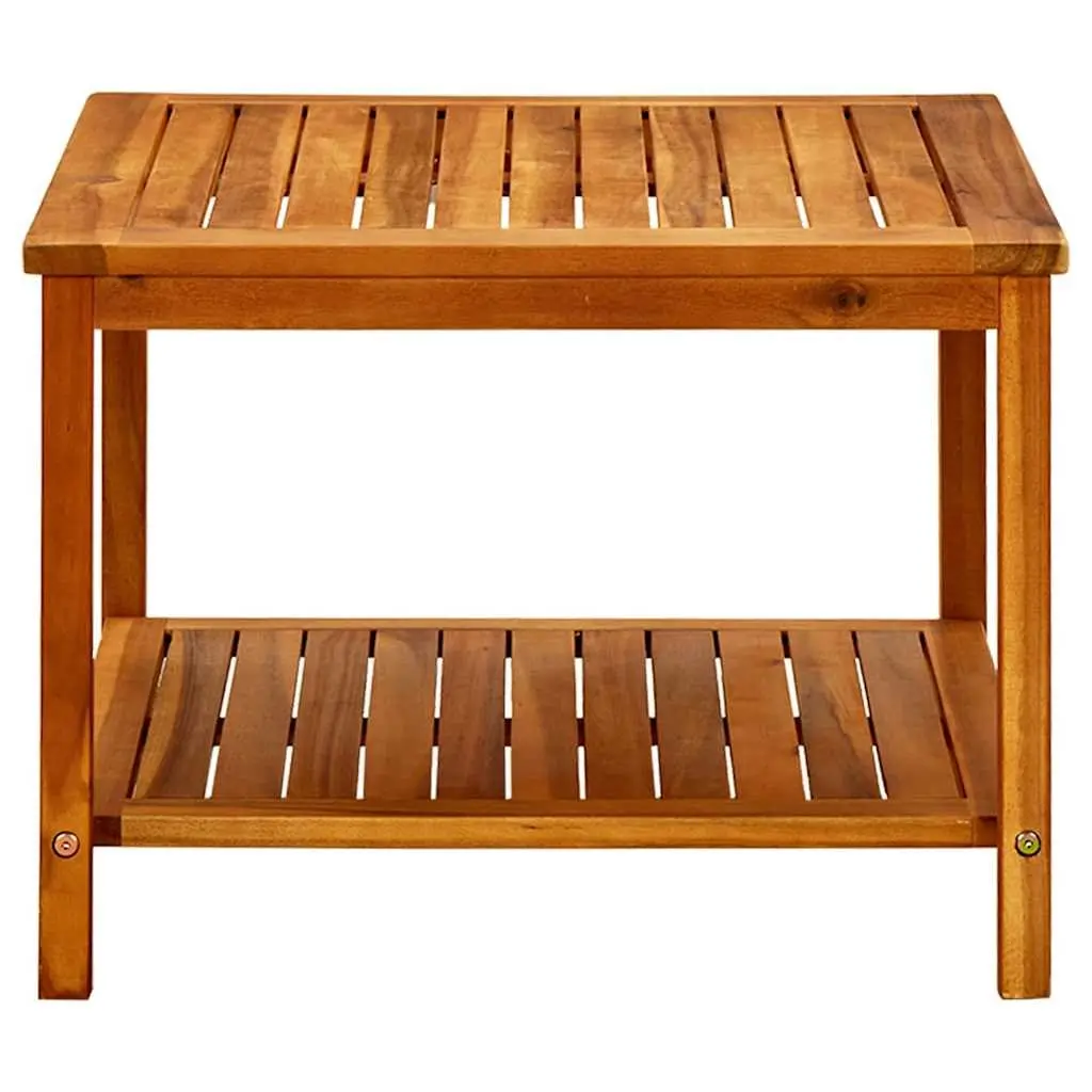 Coffee Table 60x60x45 cm Solid Acacia Wood Brown Slatted Tabletop Storage Shelf
