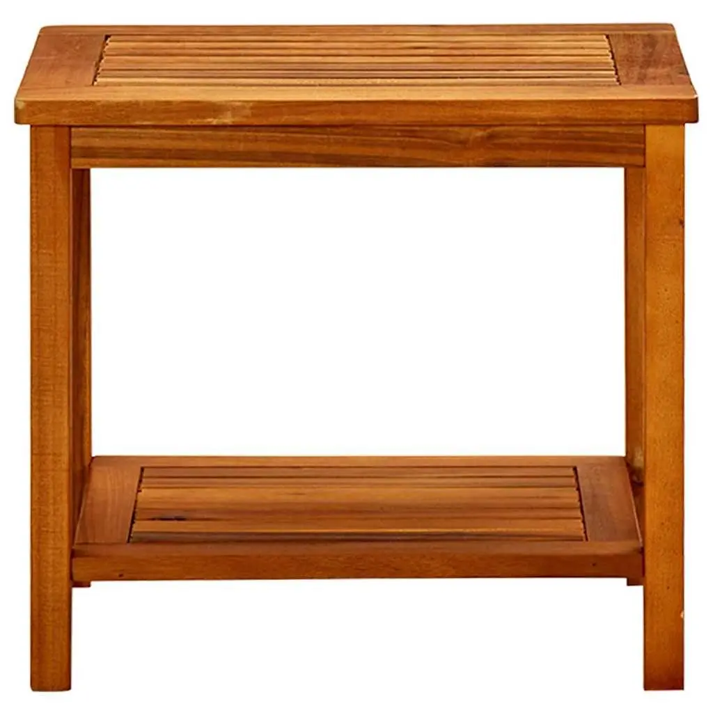 Coffee Table Solid Acacia Wood Brown Slatted Top Storage Shelf Accent Furniture
