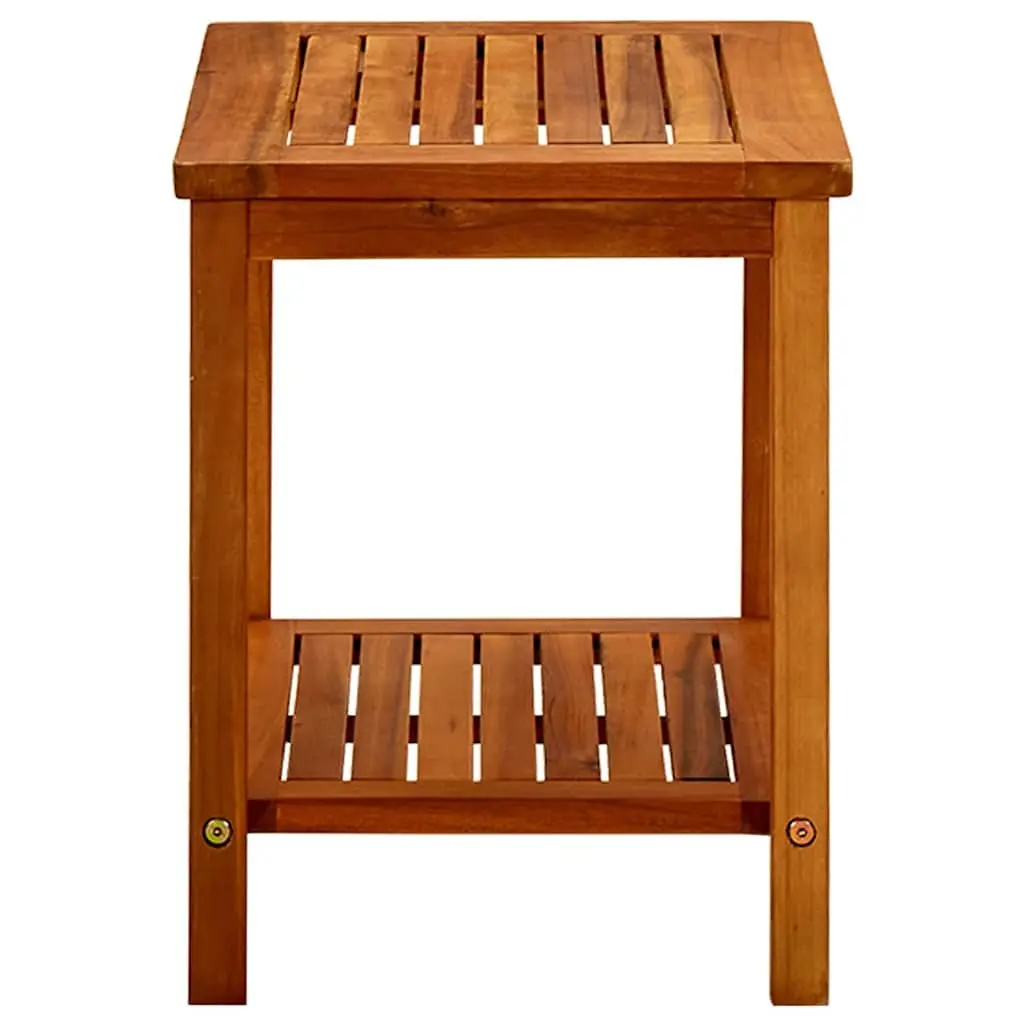 Coffee Table Solid Acacia Wood Brown Slatted Top Storage Shelf Accent Furniture