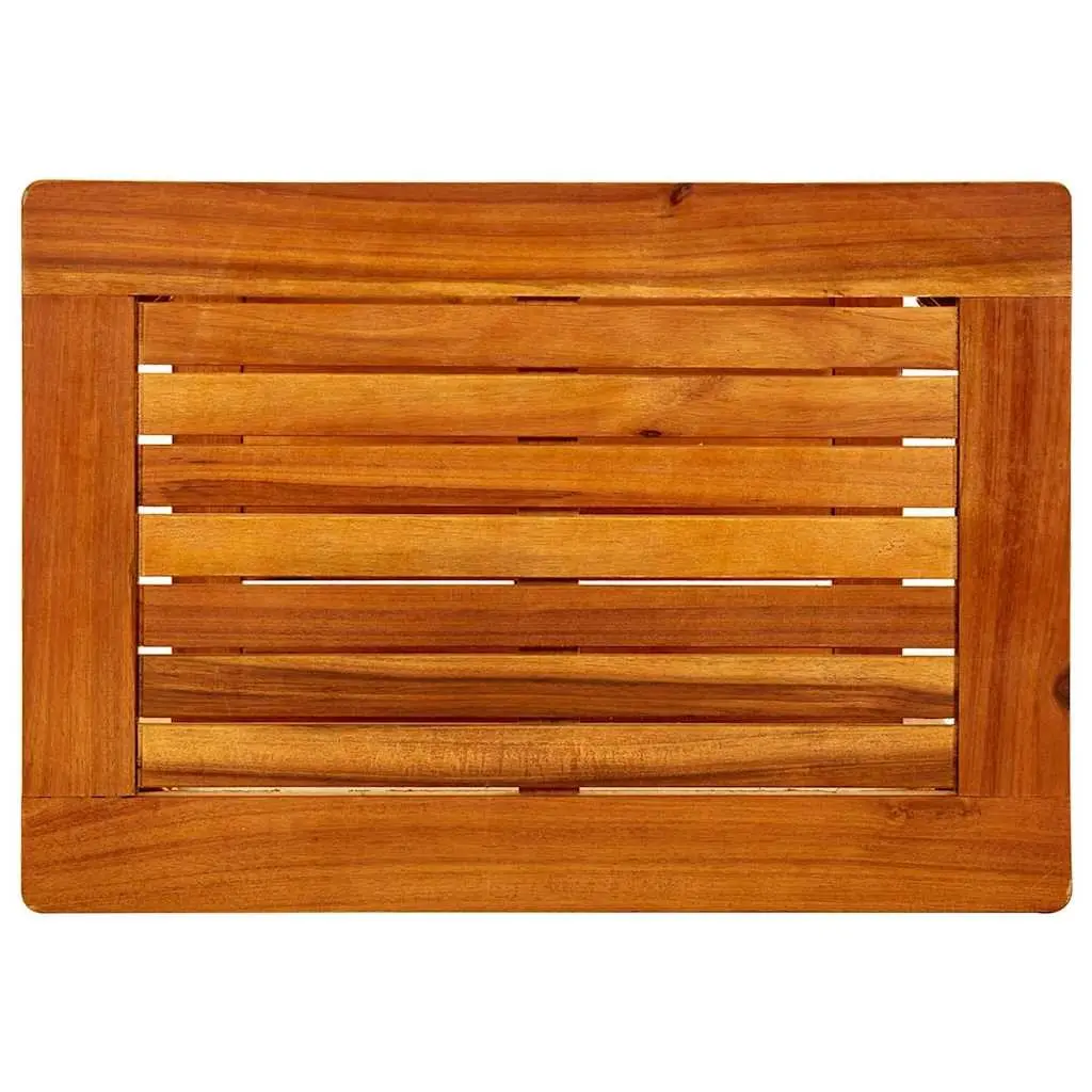 Coffee Table Solid Acacia Wood Brown Slatted Top Storage Shelf Accent Furniture