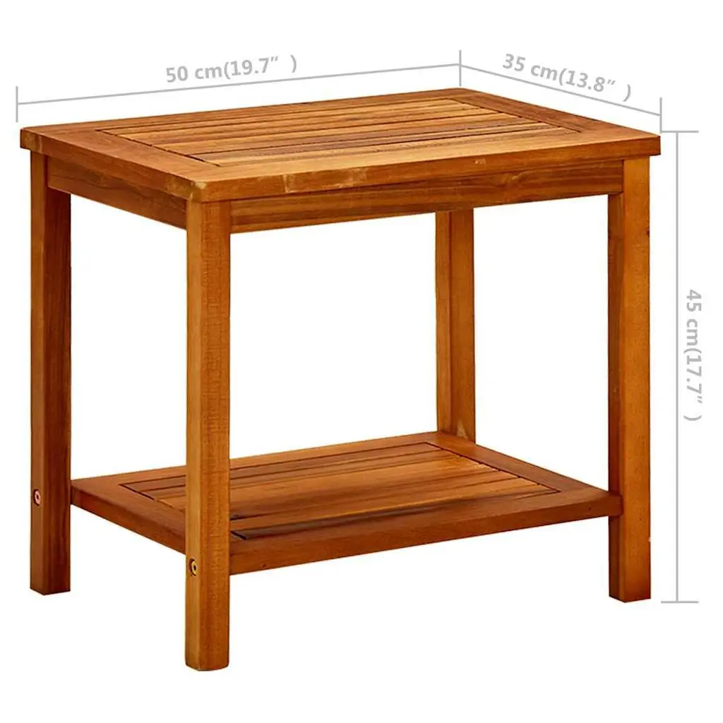 Coffee Table Solid Acacia Wood Brown Slatted Top Storage Shelf Accent Furniture