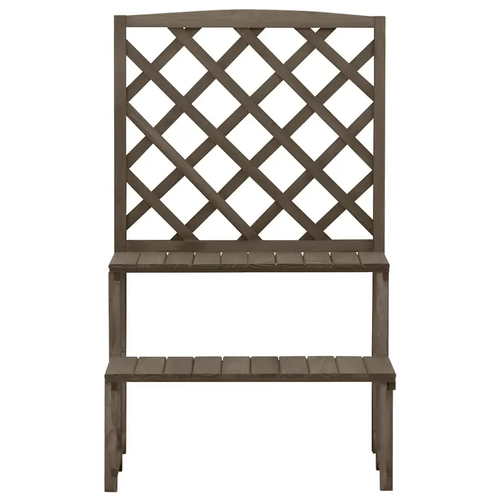 Plant Stand with Trellis Grey Wooden Outdoor Garden Display Ladder Rack Shelves