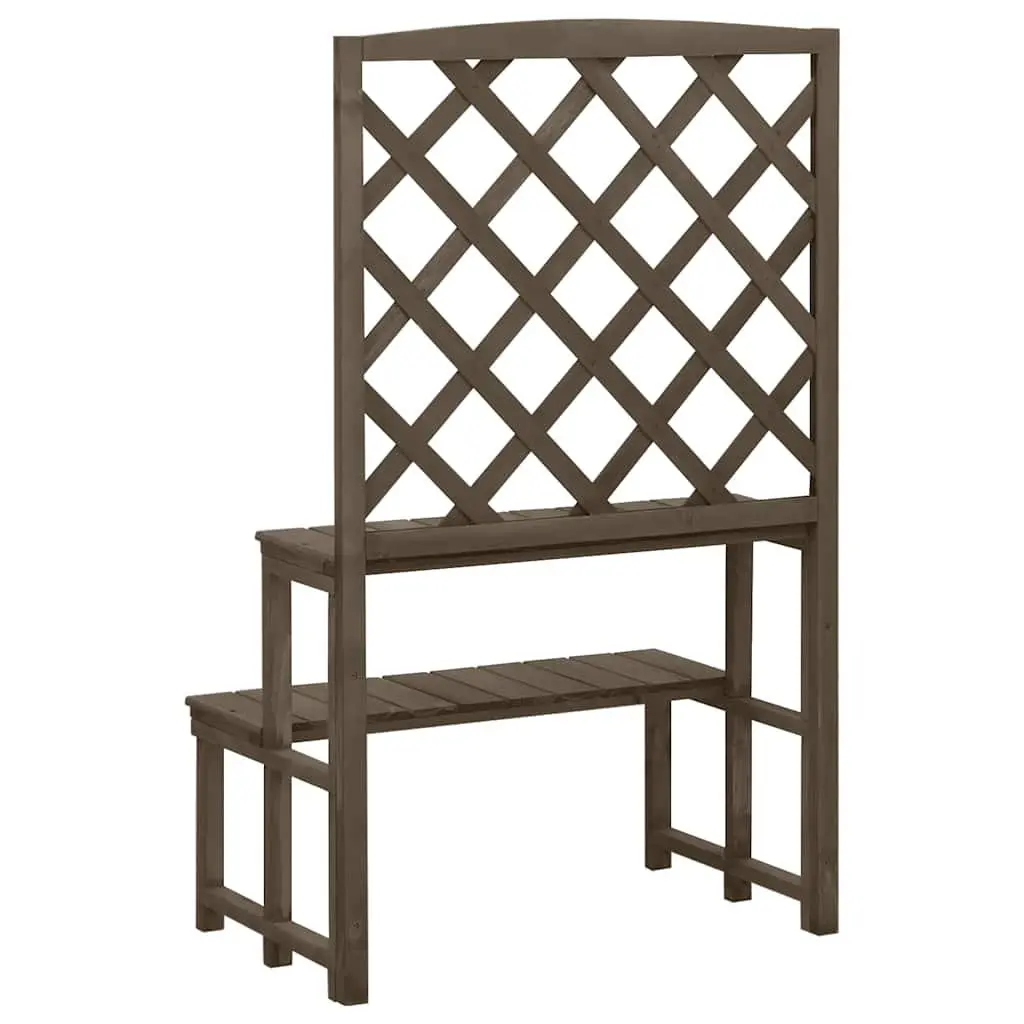 Plant Stand with Trellis Grey Wooden Outdoor Garden Display Ladder Rack Shelves