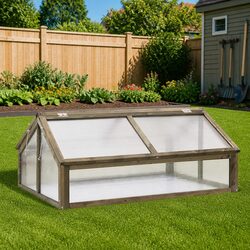 Wooden Greenhouse Grey 114x80x50cm Garden Plant Protection Cold Frame Herbs
