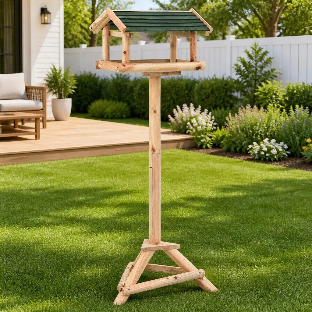 Wooden Bird Feeder with Stand