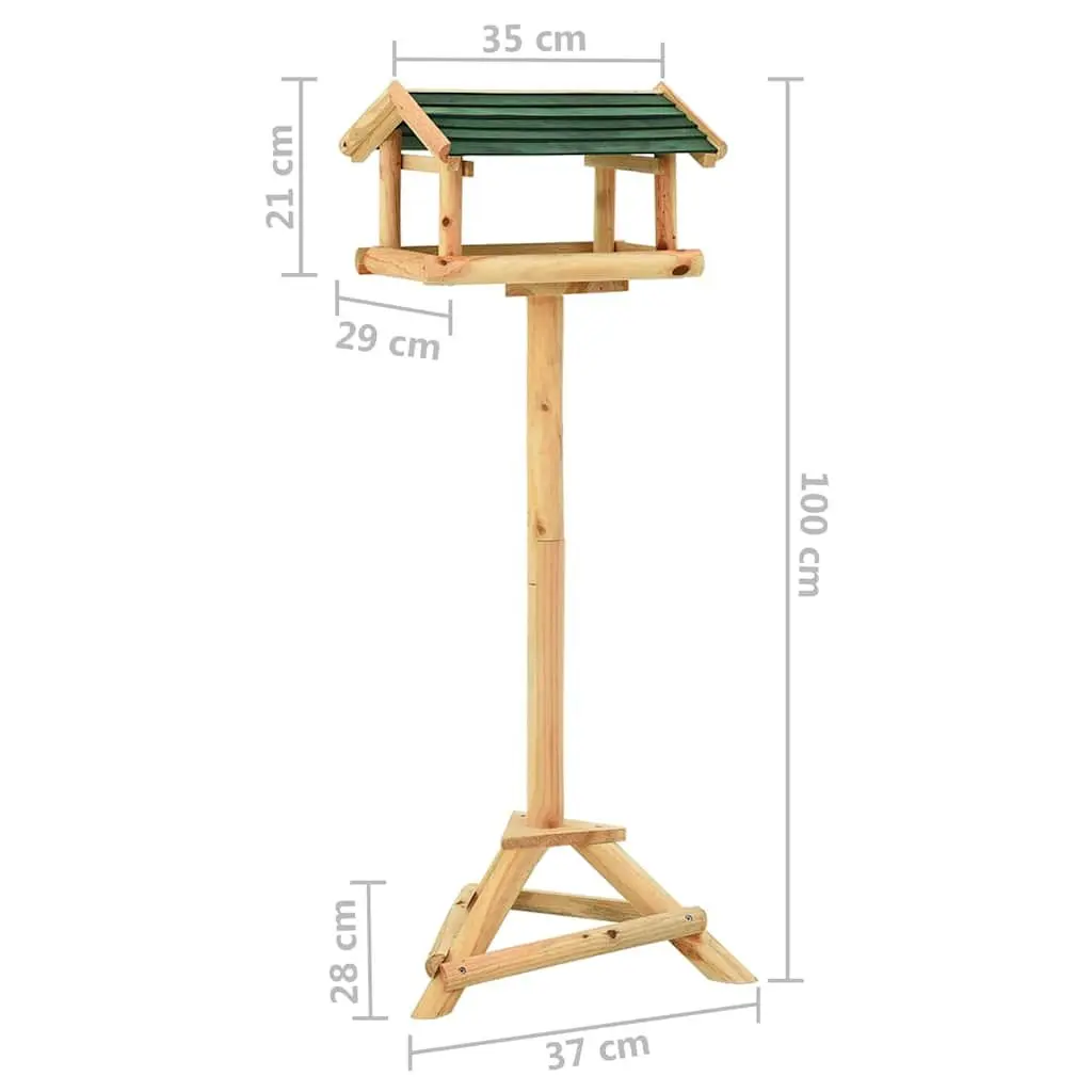 Wooden Bird Feeder Outdoor Garden Stand Solid Fir Wood 37 x 28 x 100 cm