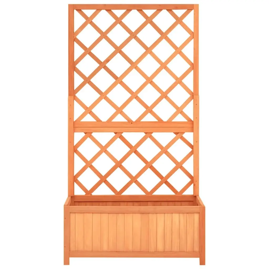Garden Planter with Trellis Brown Wooden Flower Box Outdoor Climbing Plant