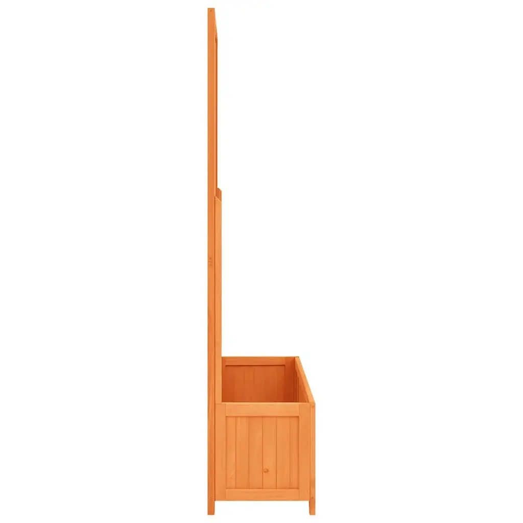 Garden Planter with Trellis Brown Wooden Flower Box Outdoor Climbing Plant