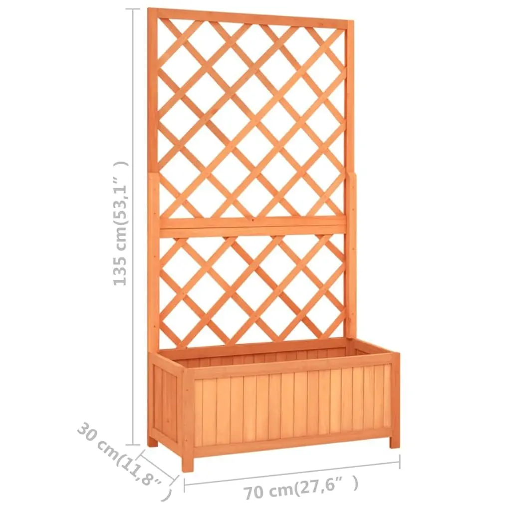 Garden Planter with Trellis Brown Wooden Flower Box Outdoor Climbing Plant