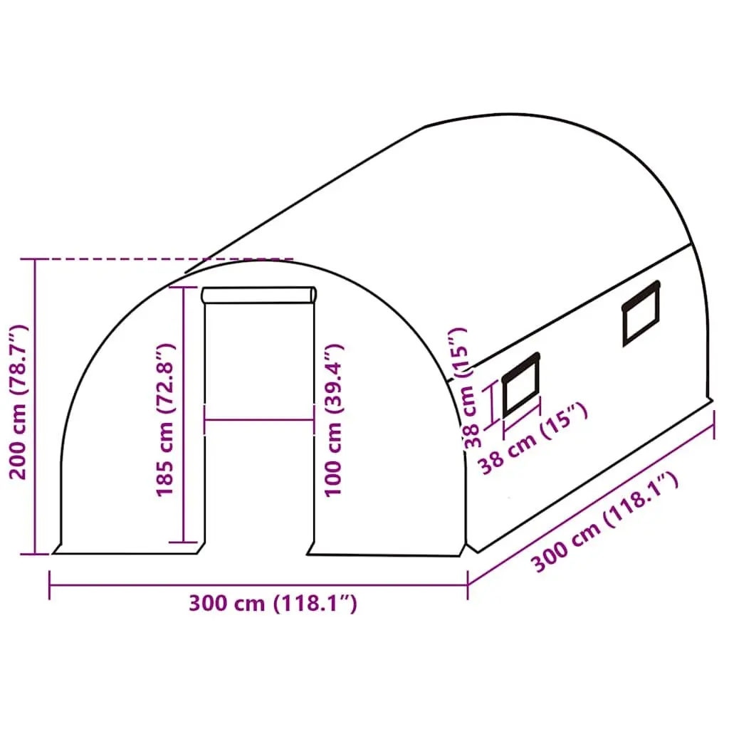 Greenhouse Cover 3x3x2m Transparent PE for Plant Protection in Garden