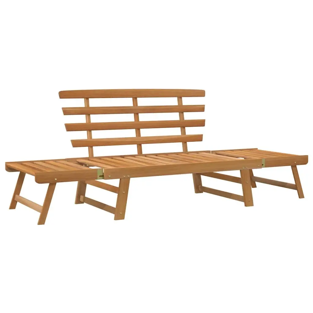 Garden Bench 2-in-1 190cm Convertible Sun Lounger Day Bed Acacia Wood Outdoor
