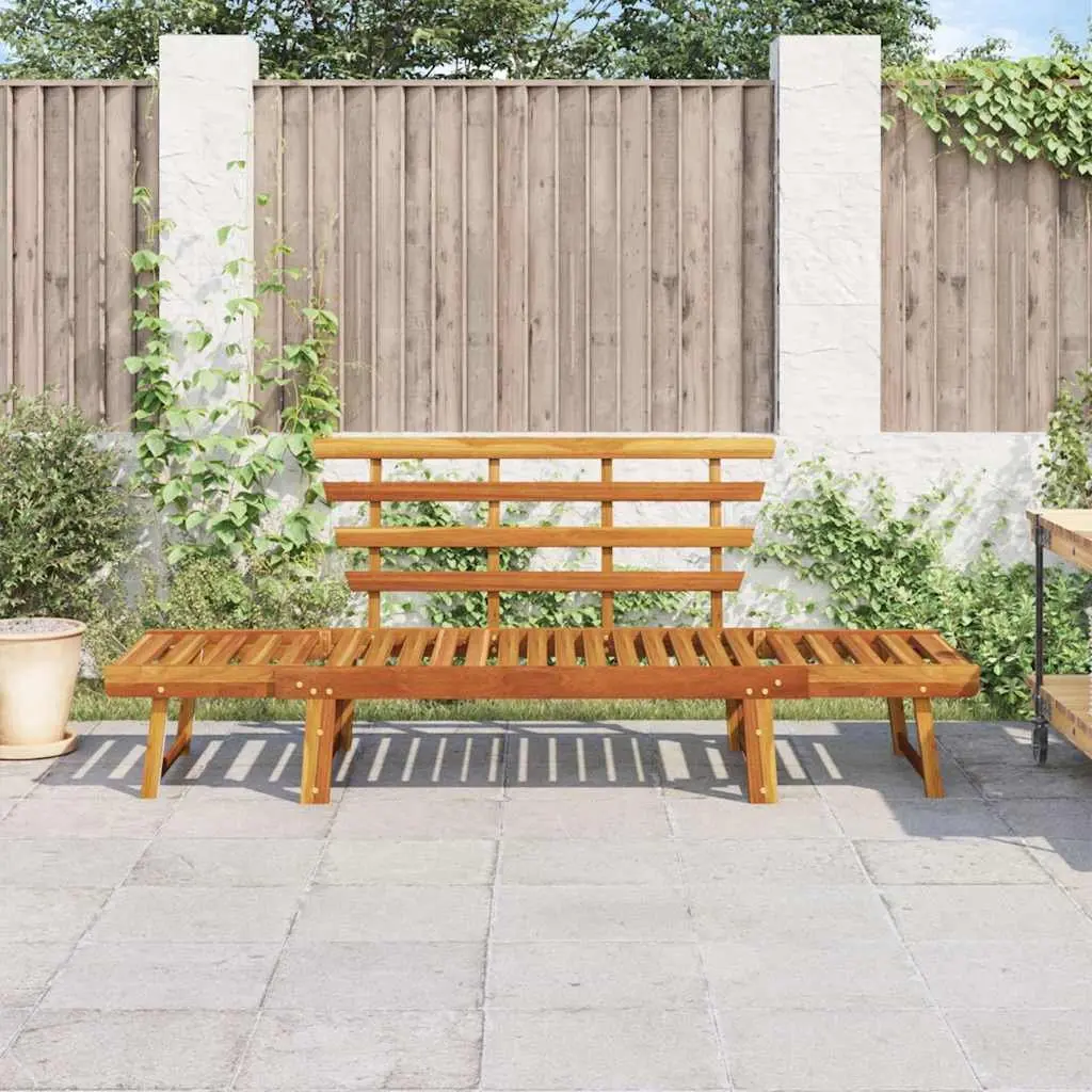 Garden Bench 2-in-1 190cm Convertible Sun Lounger Day Bed Acacia Wood Outdoor
