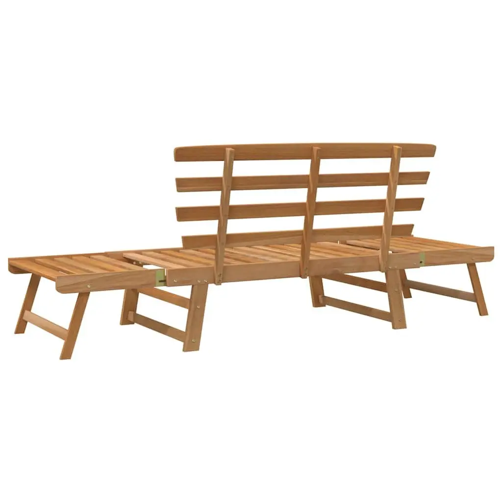 Garden Bench 2-in-1 190cm Convertible Sun Lounger Day Bed Acacia Wood Outdoor