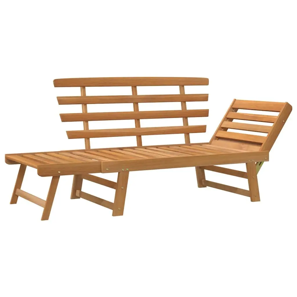 Garden Bench 2-in-1 190cm Convertible Sun Lounger Day Bed Acacia Wood Outdoor