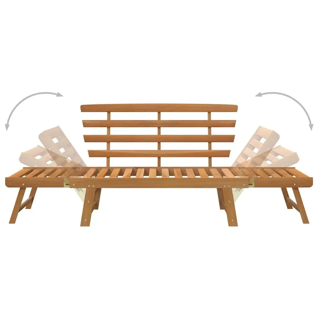 Garden Bench 2-in-1 190cm Convertible Sun Lounger Day Bed Acacia Wood Outdoor