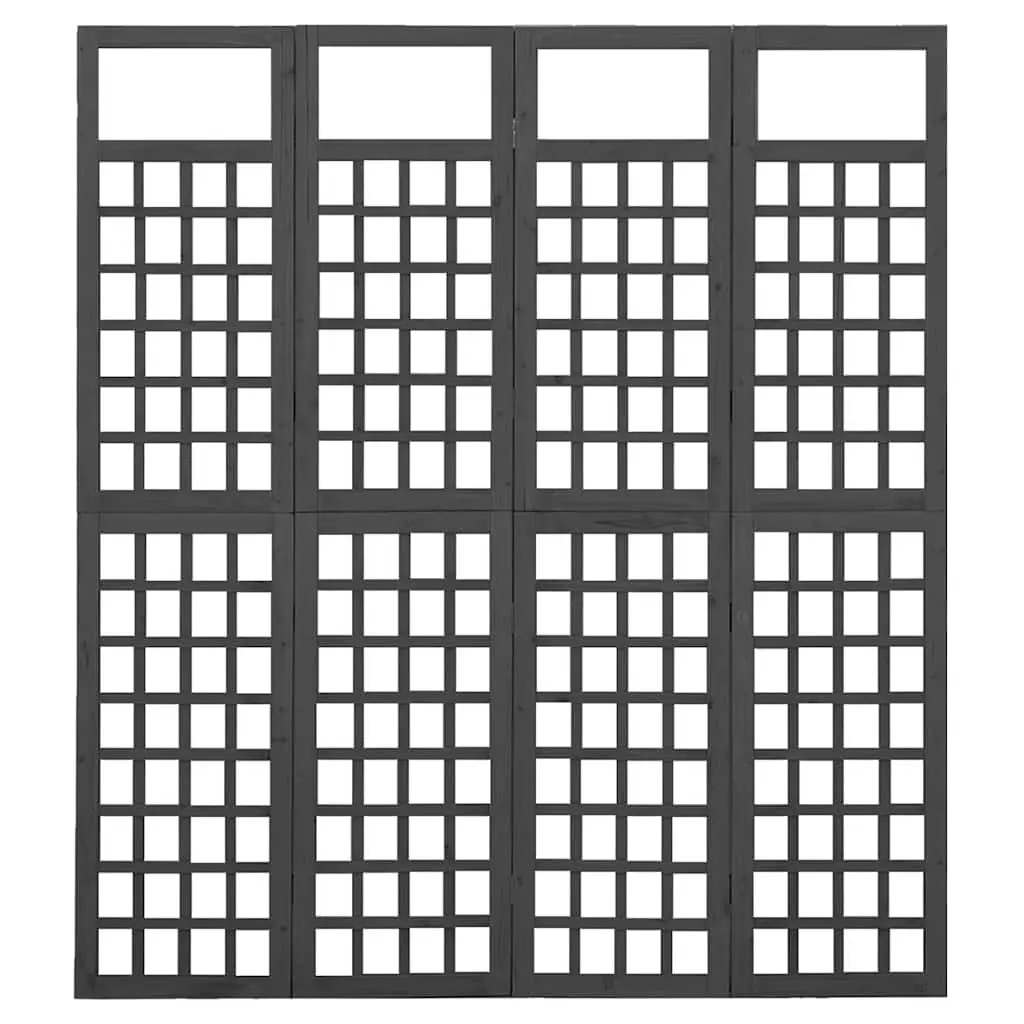 4-Panel Room Divider Screen Indoor Outdoor Solid Fir Wood 161 x 180 cm