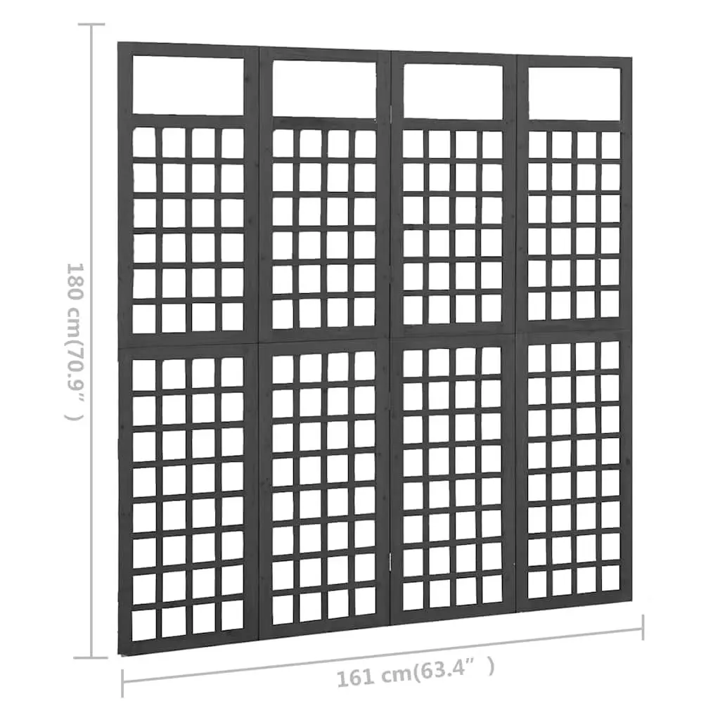 4-Panel Room Divider Screen Indoor Outdoor Solid Fir Wood 161 x 180 cm