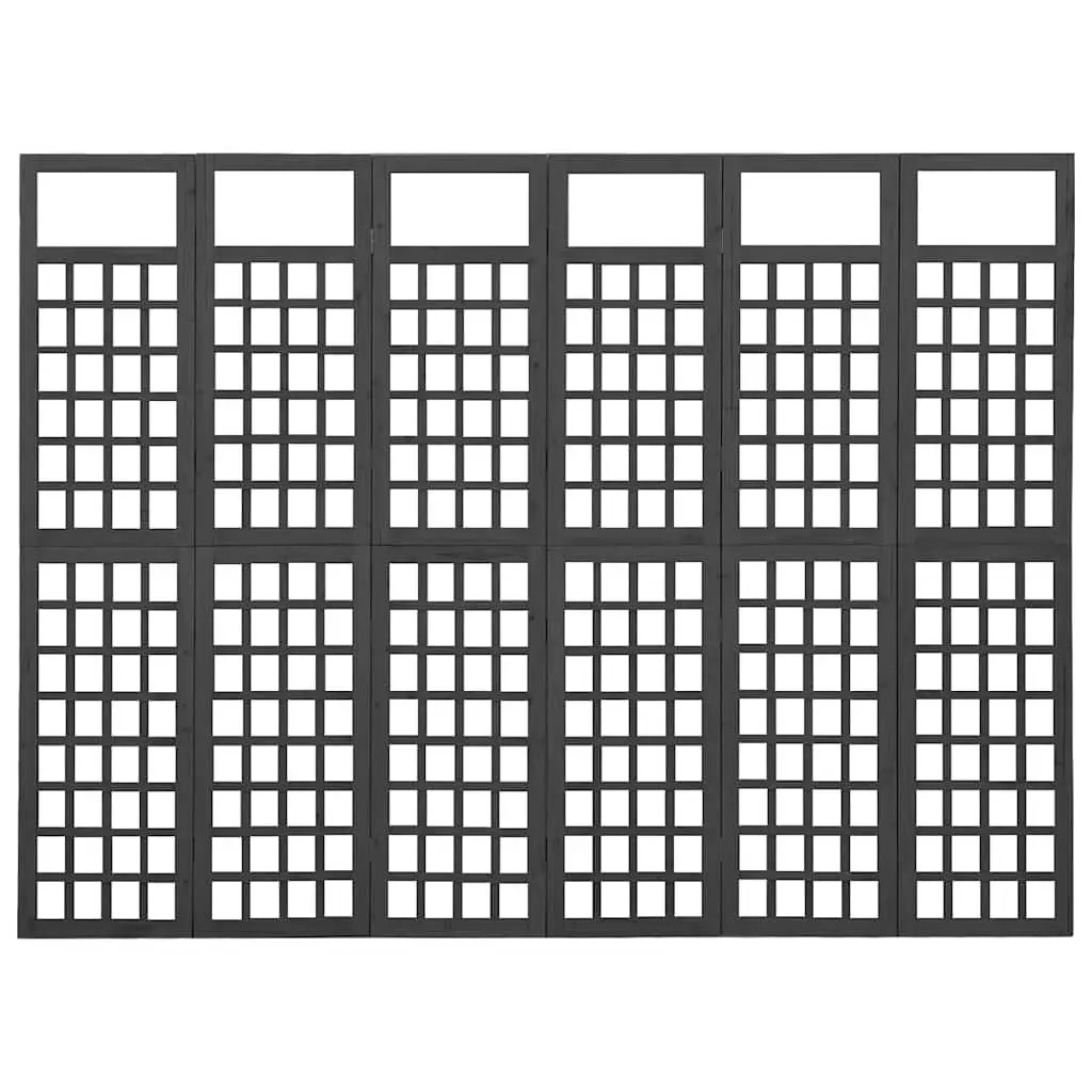 6-Panel Room Divider Trellis Solid Fir Wood Screen Folding Privacy Partition