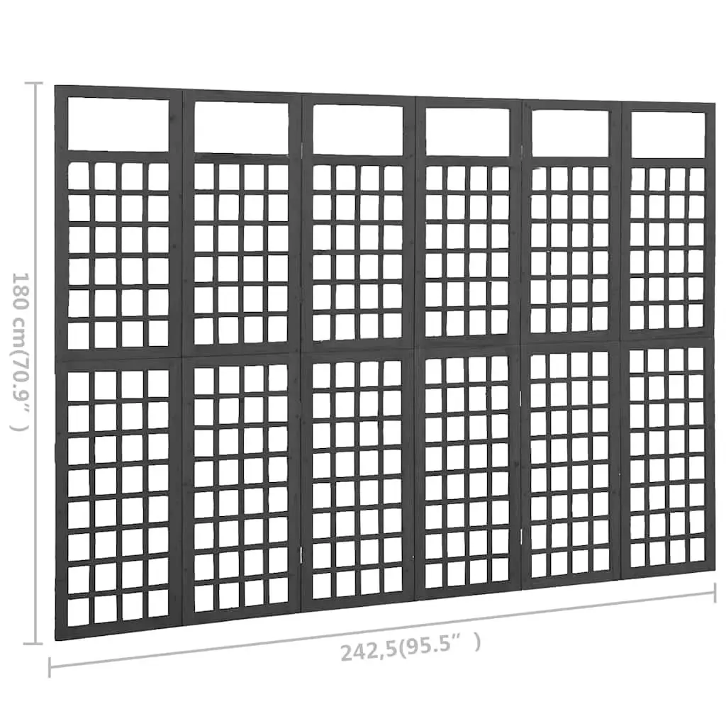 6-Panel Room Divider Trellis Solid Fir Wood Screen Folding Privacy Partition