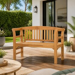 114cm Garden Bench in Brown Acacia Wood with Backrest