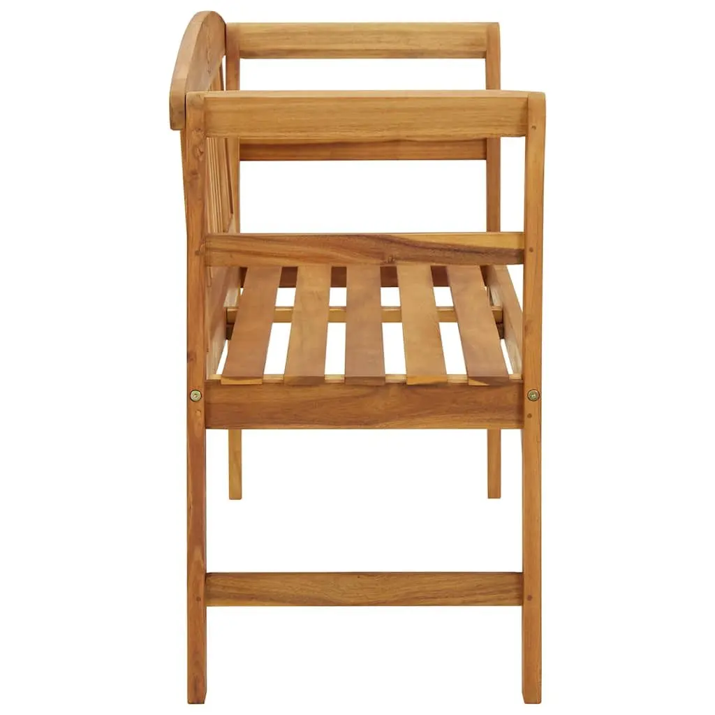 Outdoor Garden Bench 114cm Acacia Wood Seating with Backrest and Armrests Brown