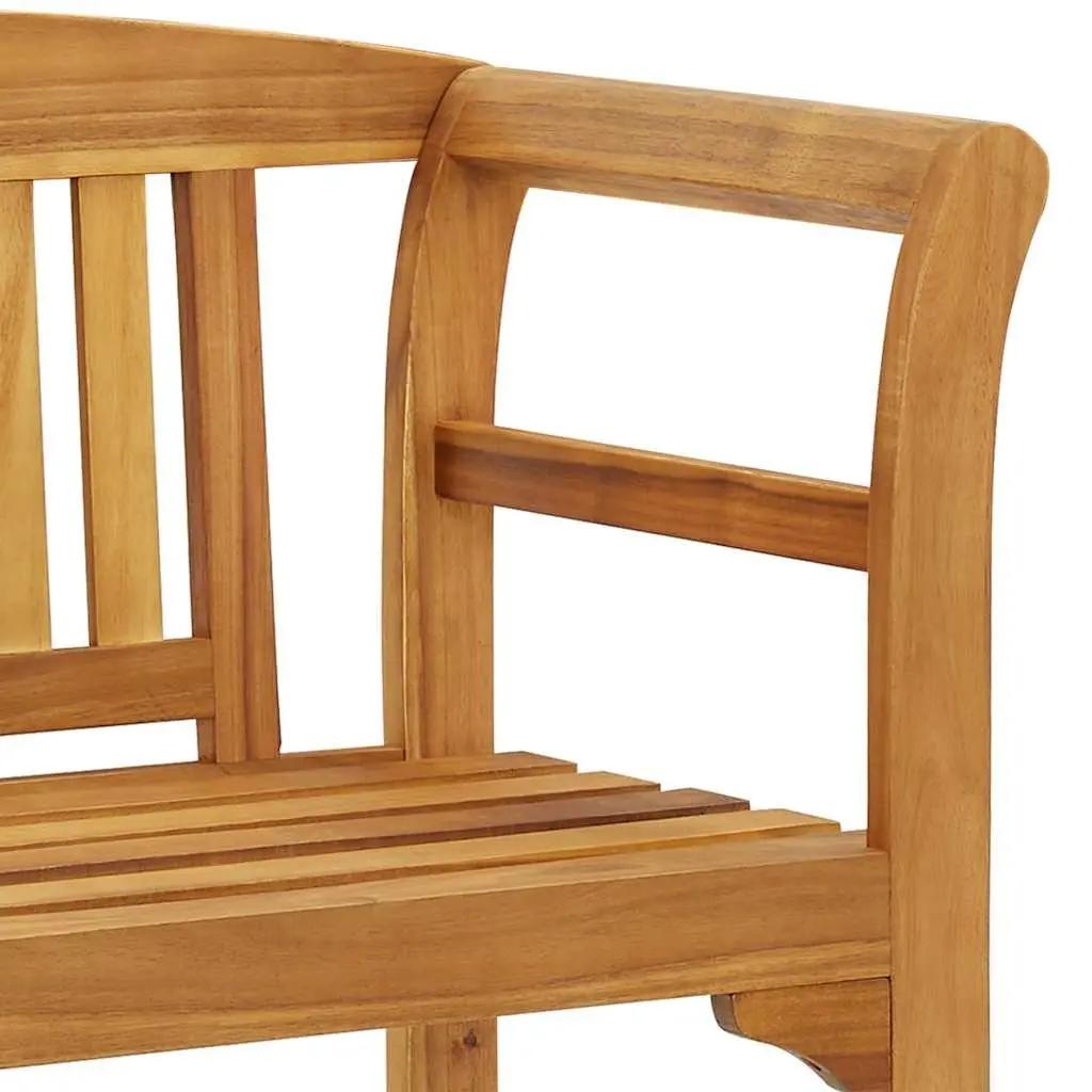 Outdoor Garden Bench 114cm Acacia Wood Seating with Backrest and Armrests Brown