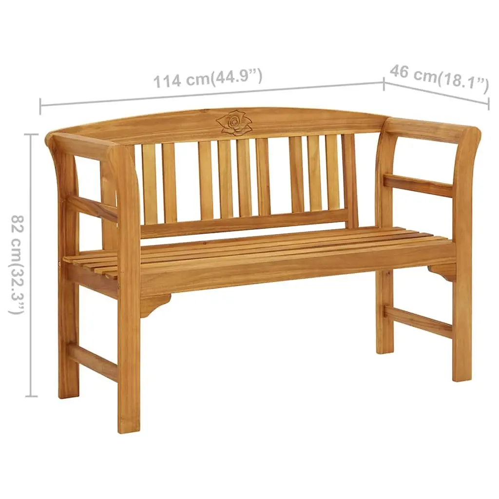 Outdoor Garden Bench 114cm Acacia Wood Seating with Backrest and Armrests Brown