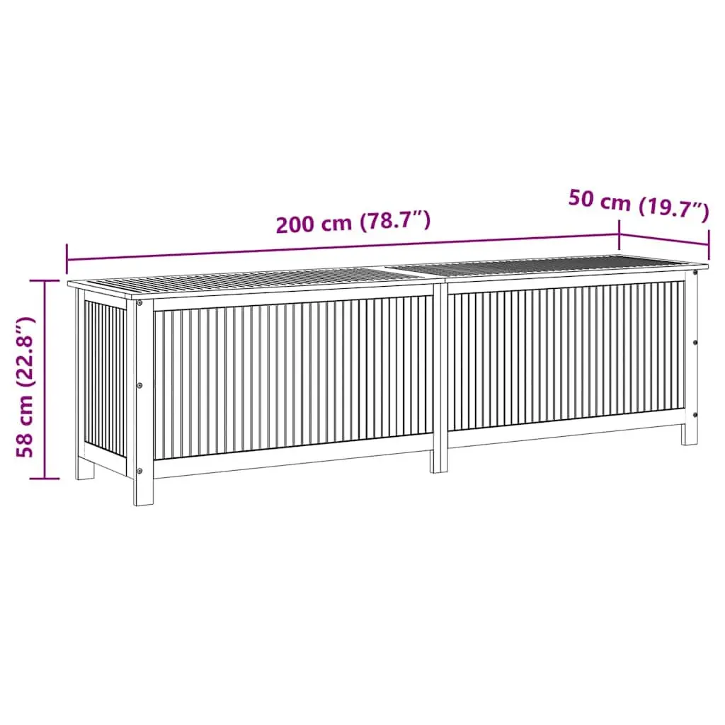 Garden Storage Box 200x50x58 cm Solid Wood Outdoor Cushion Pillow Deck Box