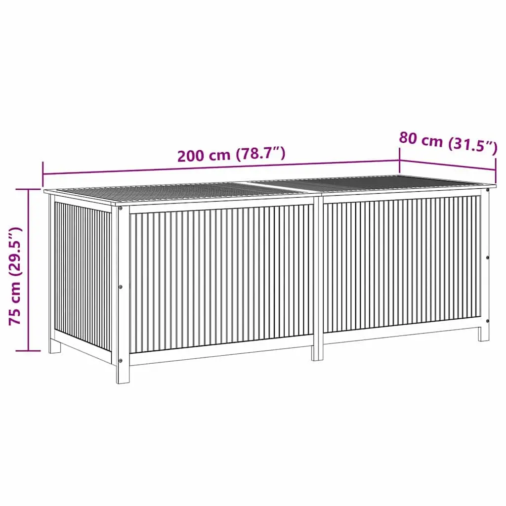 Garden Storage Box Outdoor Use 200x80x75 cm Solid Wood