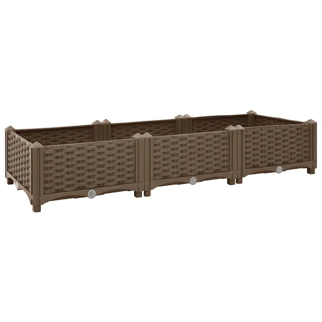 Raised Garden Bed Planter Box 120x40x23cm Brown Polypropylene Outdoor
