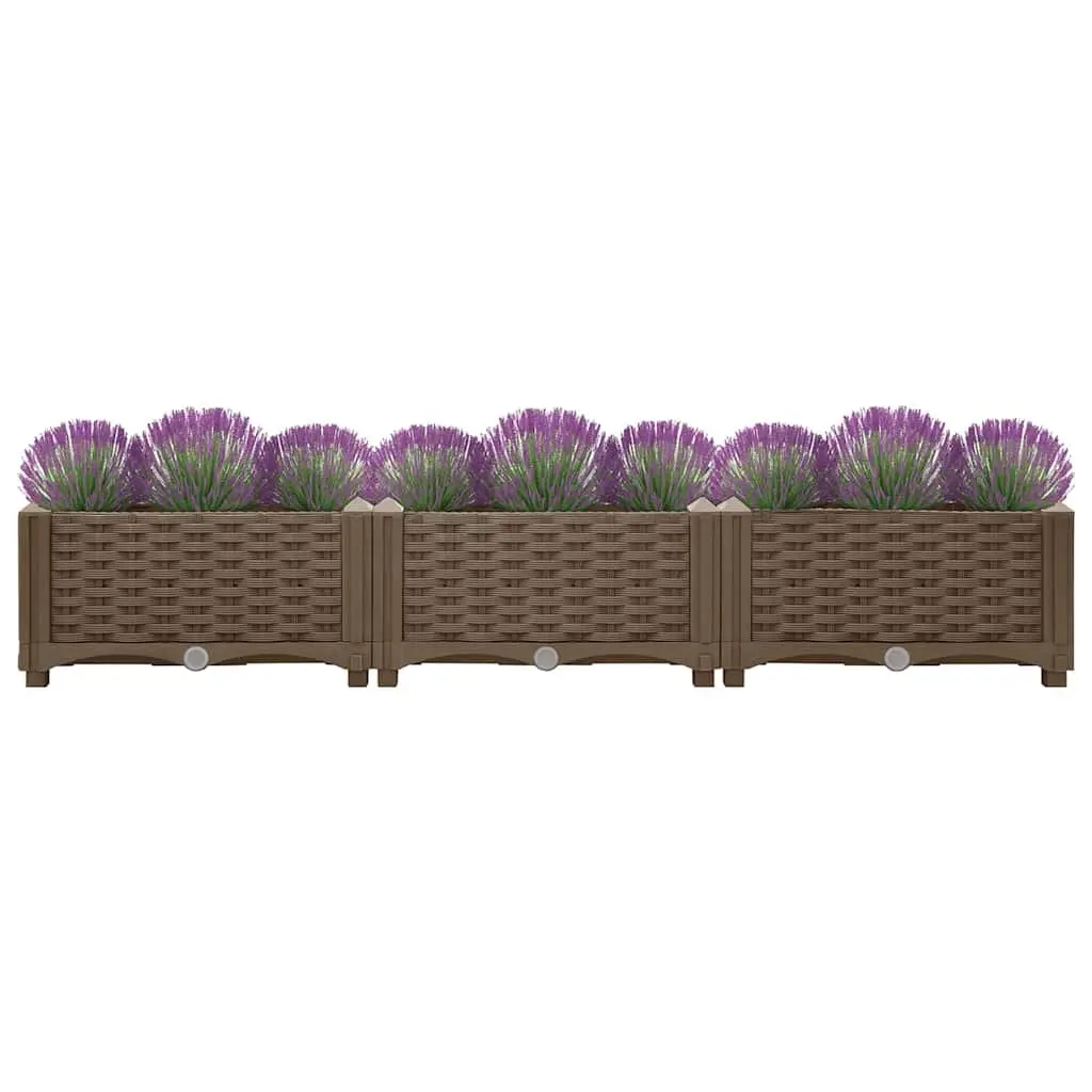 Raised Garden Bed Planter Box 120x40x23cm Brown Polypropylene Outdoor