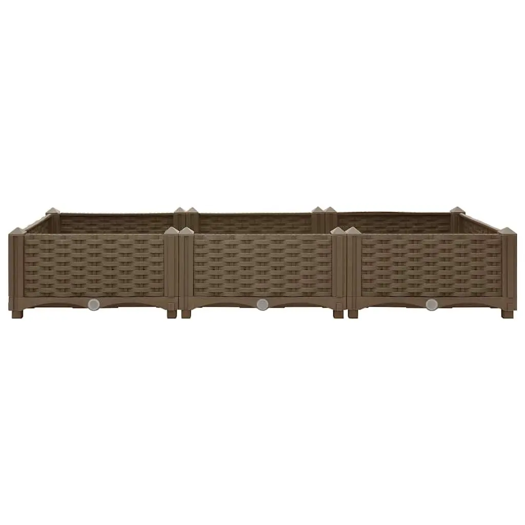 Raised Garden Bed Planter Box 120x40x23cm Brown Polypropylene Outdoor