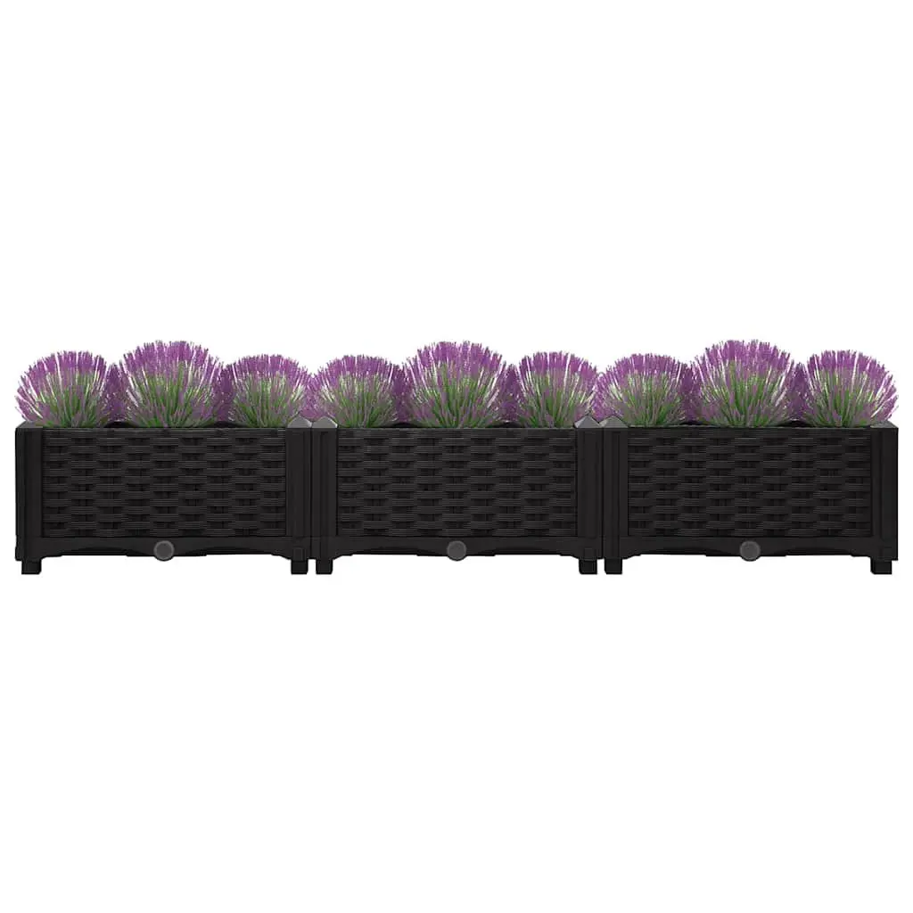 Raised Garden Bed Planter Black Polypropylene Flowers Vegetables Outdoor