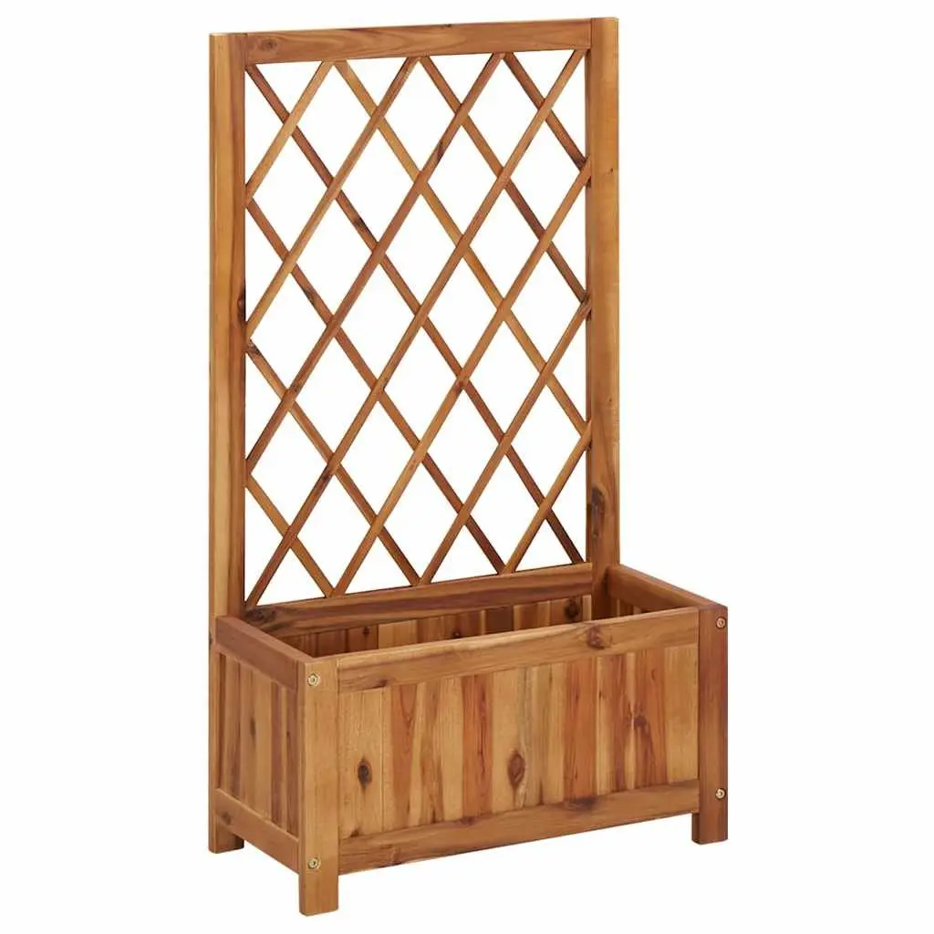 Garden Raised Bed with Trellis Outdoor Planter Box Solid Wood