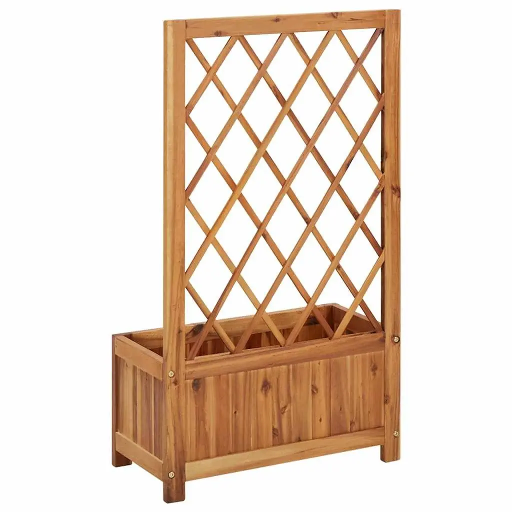 Garden Raised Bed with Trellis Outdoor Planter Box Solid Wood