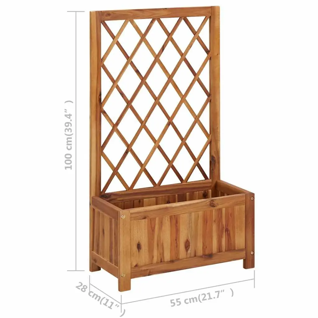 Garden Raised Bed with Trellis Outdoor Planter Box Solid Wood