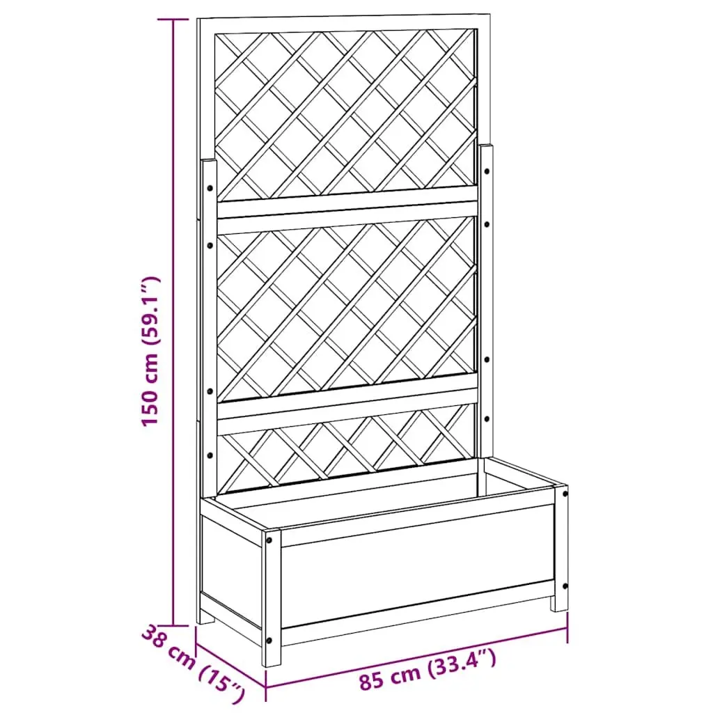 Raised Garden Bed with Trellis Outdoor Patio 85 x 38 x 150 cm