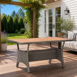 Garden Dining Table Dimensions: 120x70x66cm, Grey Finish