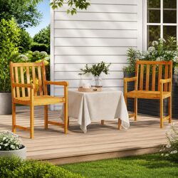 Garden Chairs Set of 2 - Acacia Wood Weather Resistant