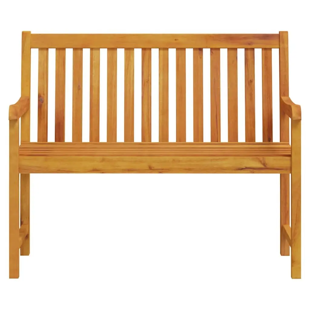 Outdoor Garden Bench 110cm Solid Acacia Wood Brown Backrest Armrest Seating