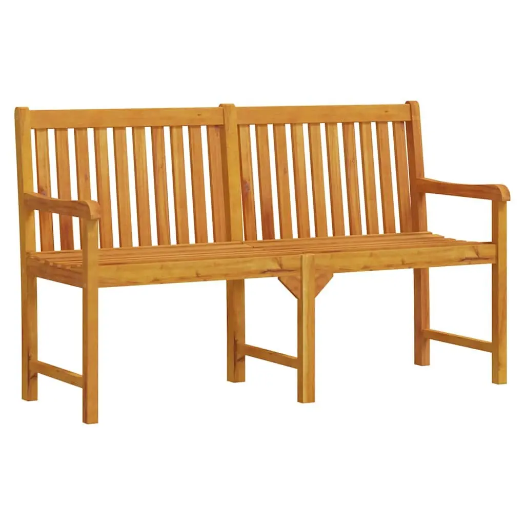 Outdoor Garden Bench 150 cm Solid Acacia Wood Brown Seating with Backrest
