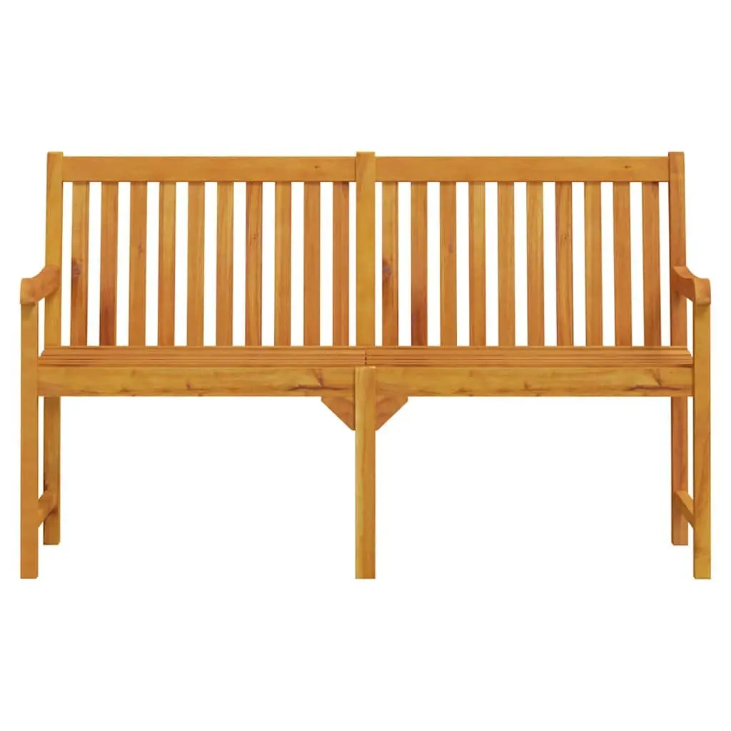 Outdoor Garden Bench 150 cm Solid Acacia Wood Brown Seating with Backrest